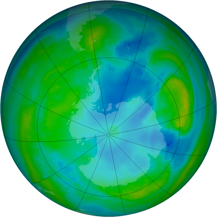 Antarctic ozone map for 14 May 1982